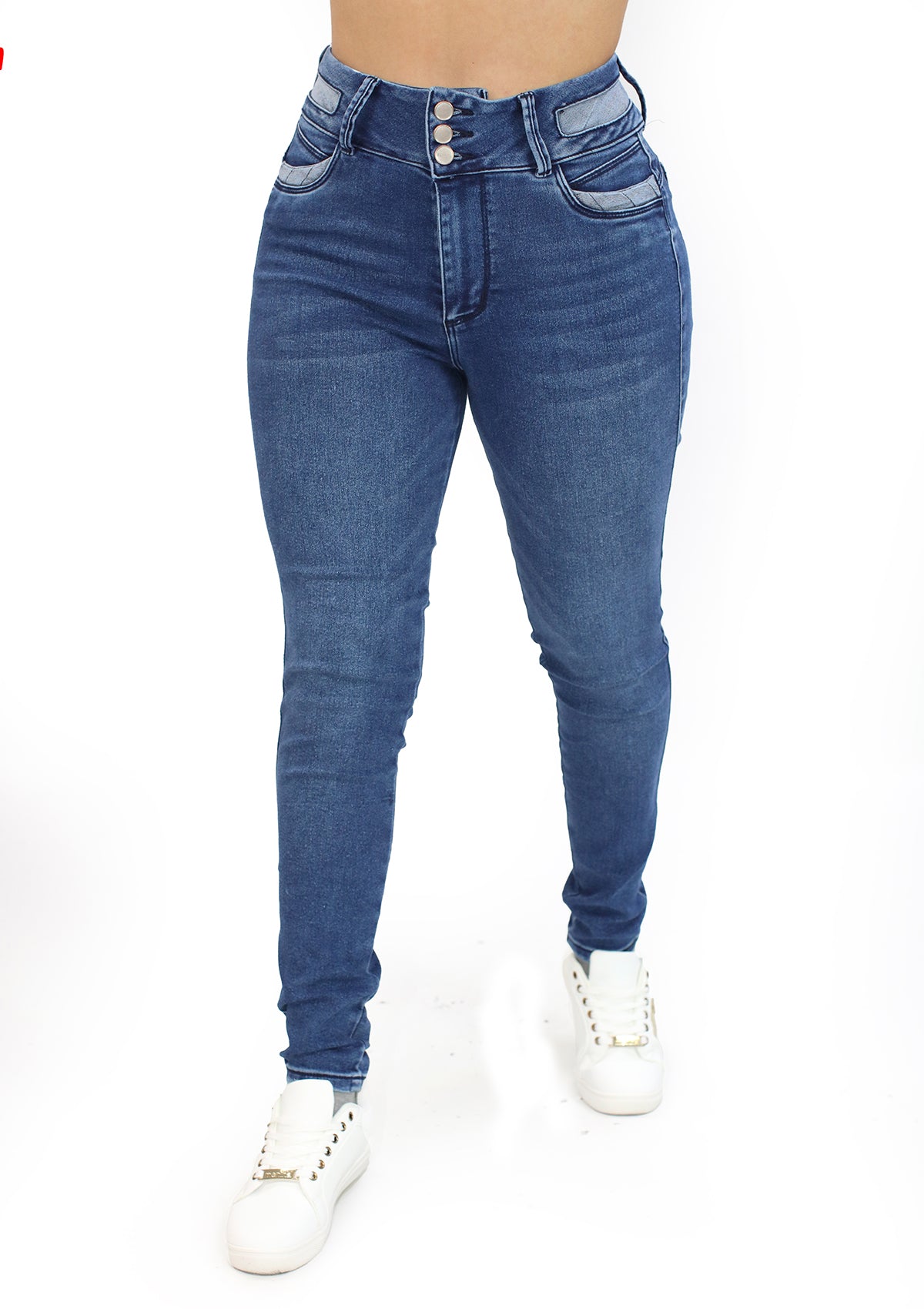 MRP-21623 Medium Denim Petite Skinny Jean by Maripily Rivera