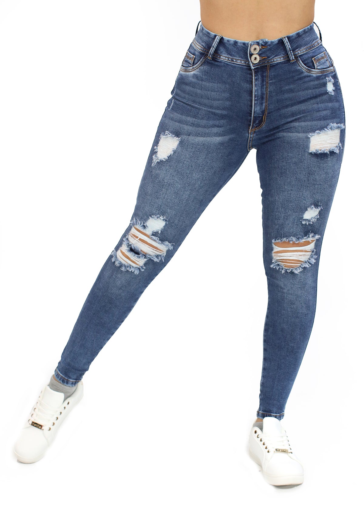 MRP-21627 Medium Denim Tobillero Jean by Maripily Rivera
