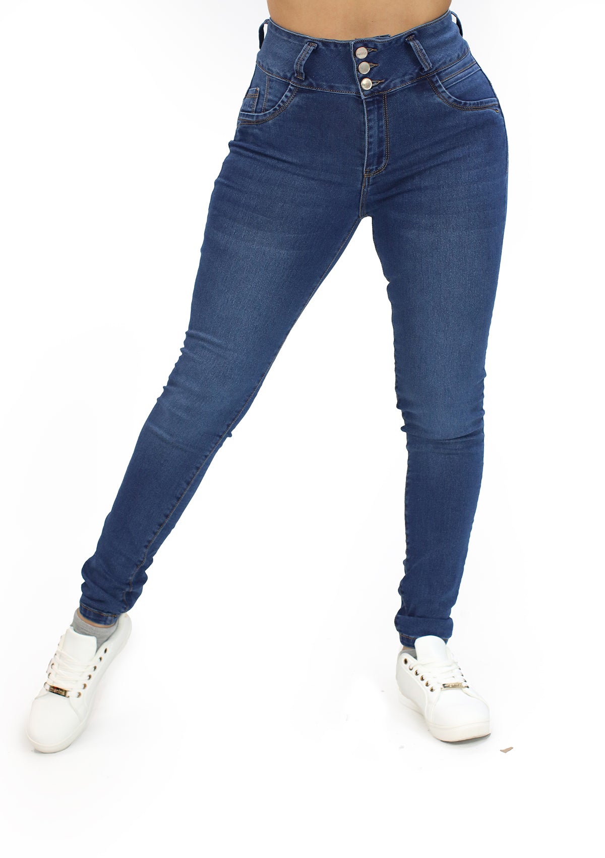 MRP-21636 Medium Denim Skinny Jean by Maripily Rivera