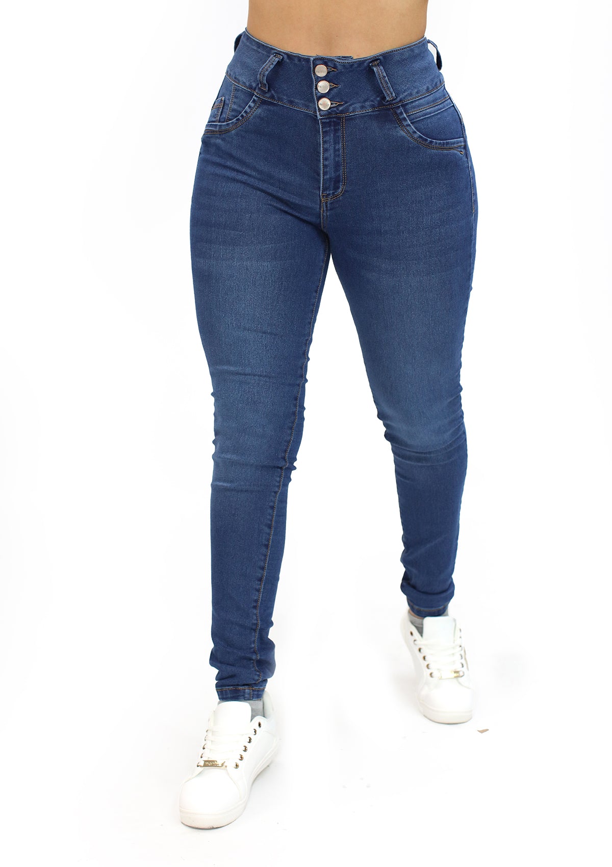 MRP-21636 Medium Denim Skinny Jean by Maripily Rivera