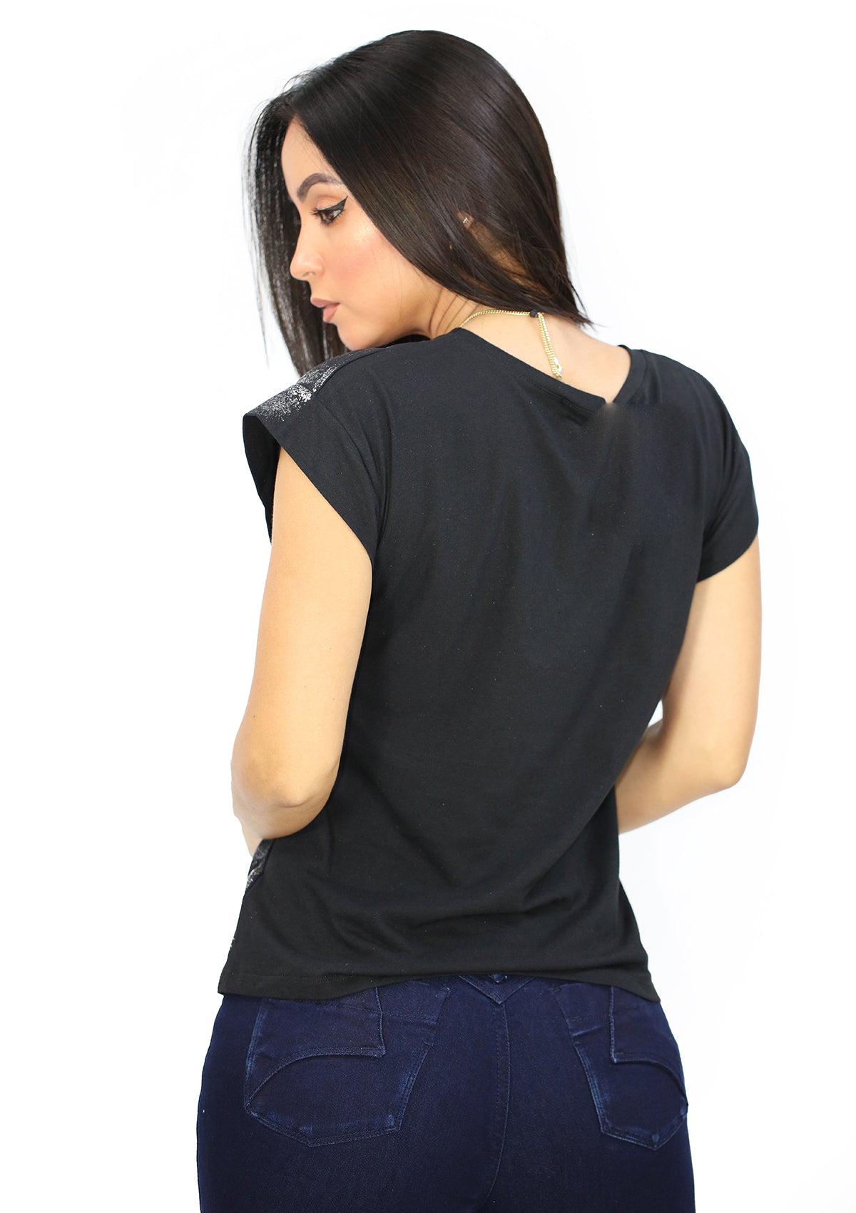 NY-T-1536-F Black Silver Blusa de Mujer