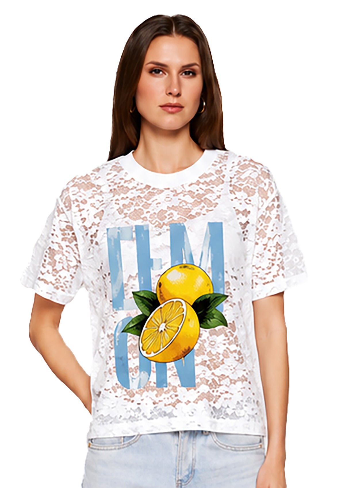 NY-T-1622-LC White Lemon TShirt de Mujer
