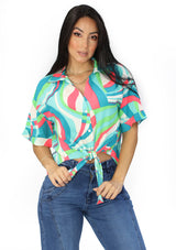 OM-T-5073 Green Blusa de Mujer