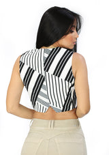 OM-V-4152 Black / White Blusa de Mujer