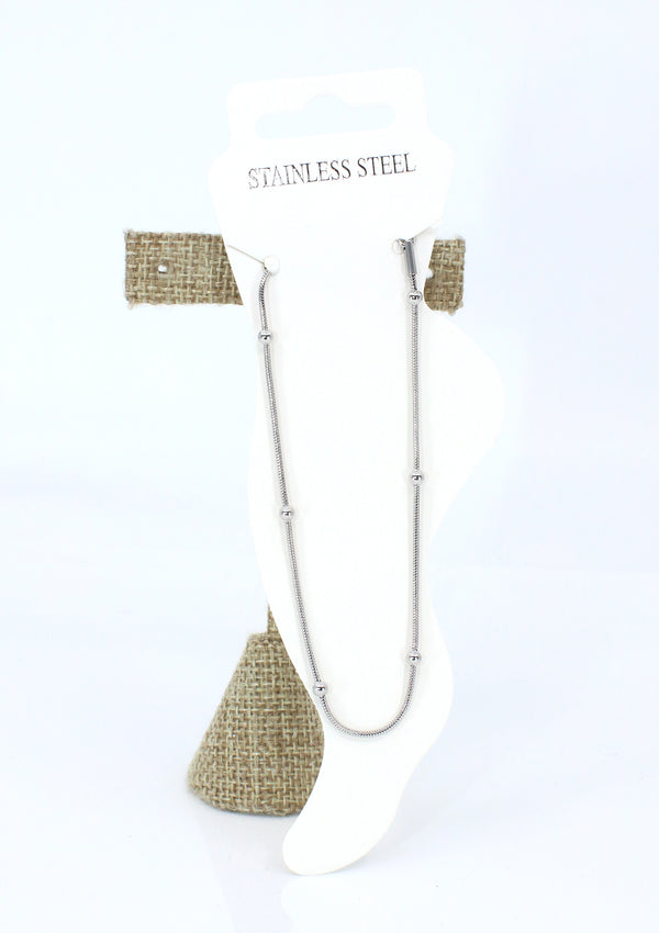 PP-3441-E Silver Stainless Steel Tobillera de Mujer