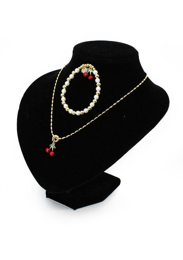 PP-3451-A Gold Cherry Set Cadena & Pulsera