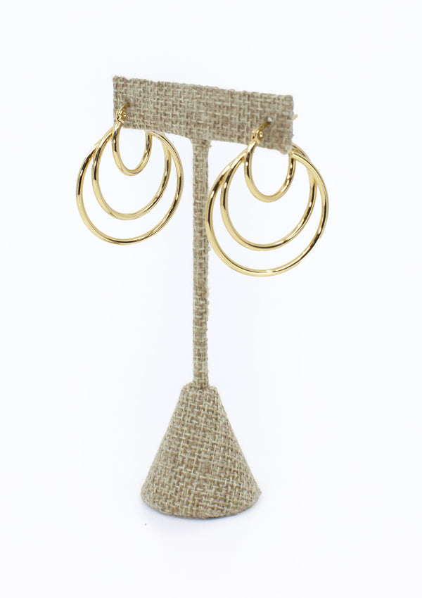 PP-3468-B Gold 3 Layers Argollas Pantalla de Mujer