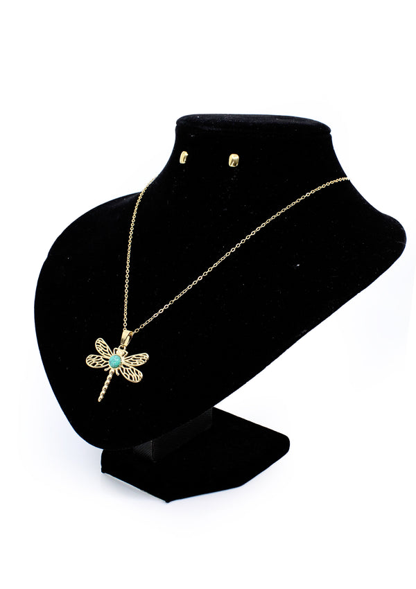 PP-3476-D Gold Libelula Cadena Charm & Pantallas