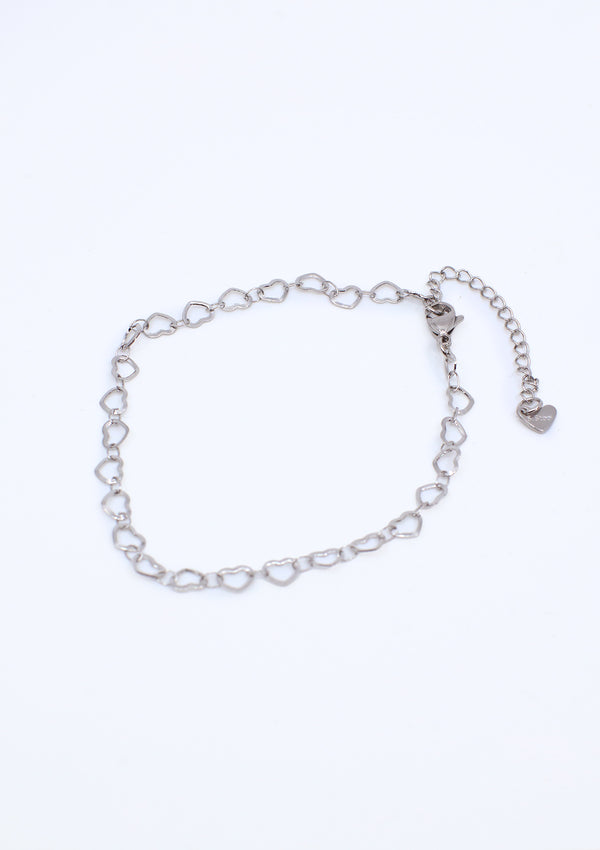 PP-3486-B Silver Hearts Stainless Steel Tobillera de Mujer