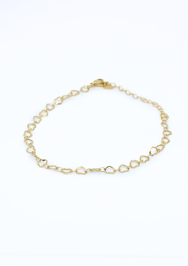 PP-3486-C Gold Hearts Stainless Steel Tobillera de Mujer