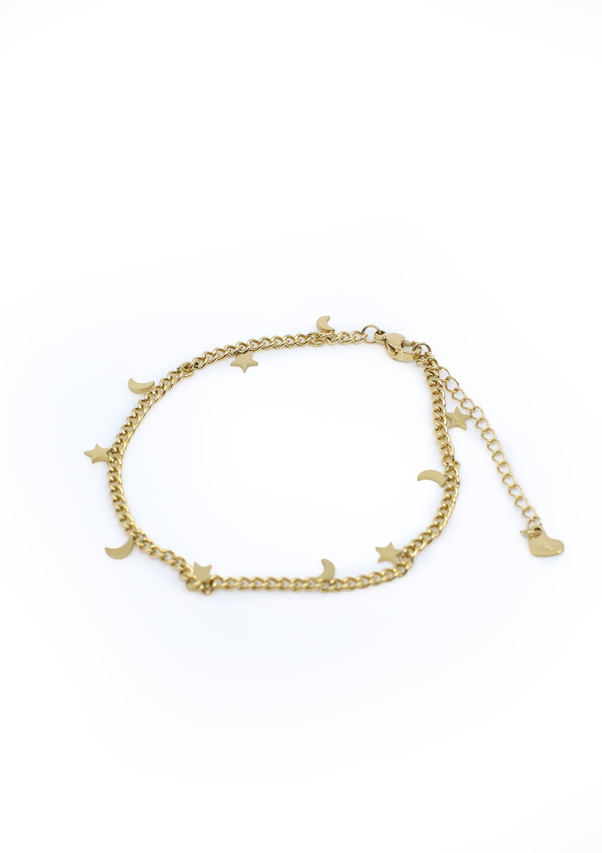 PP-3486-D Gold Stars & Moon Stainless Steel Tobillera de Mujer