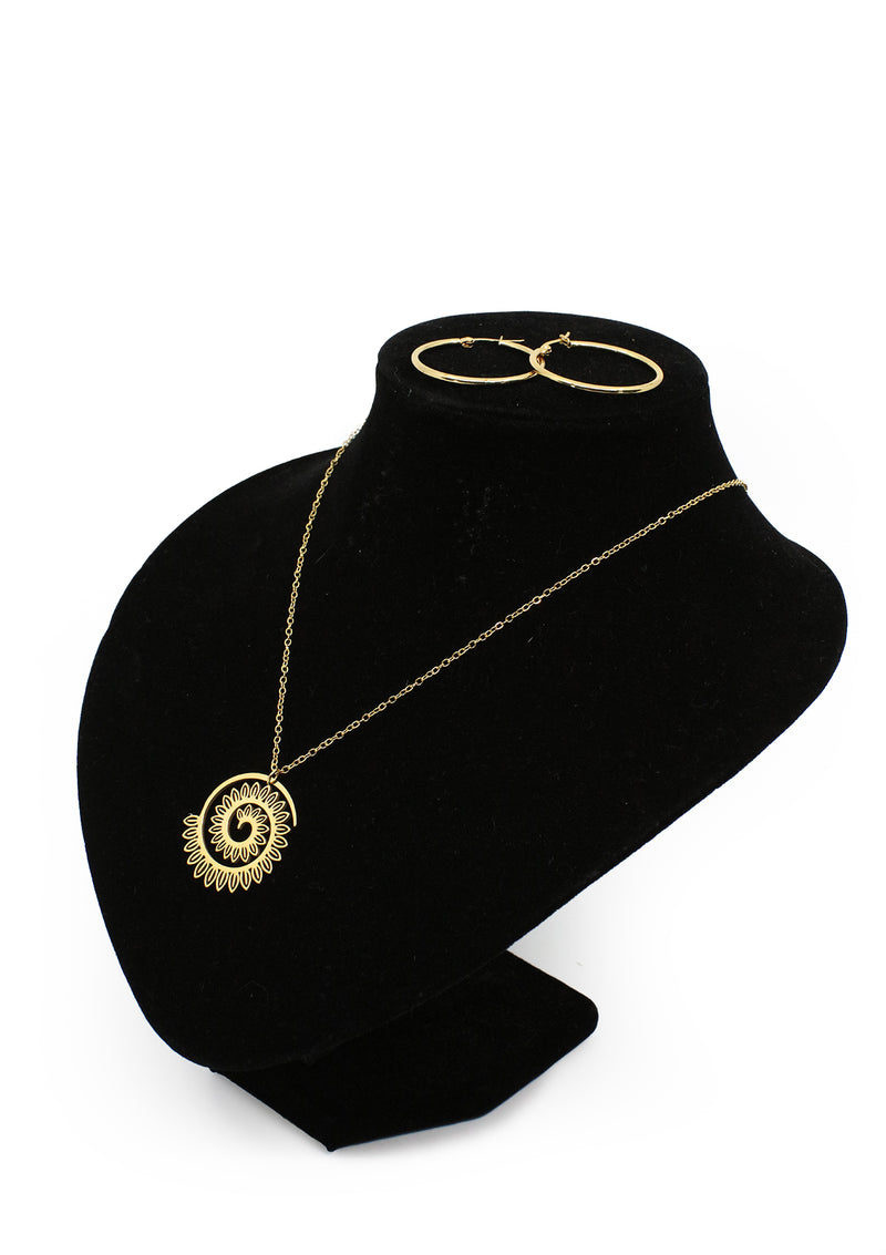 PP-3495-A Gold Circle Cadena Charm & Argollas