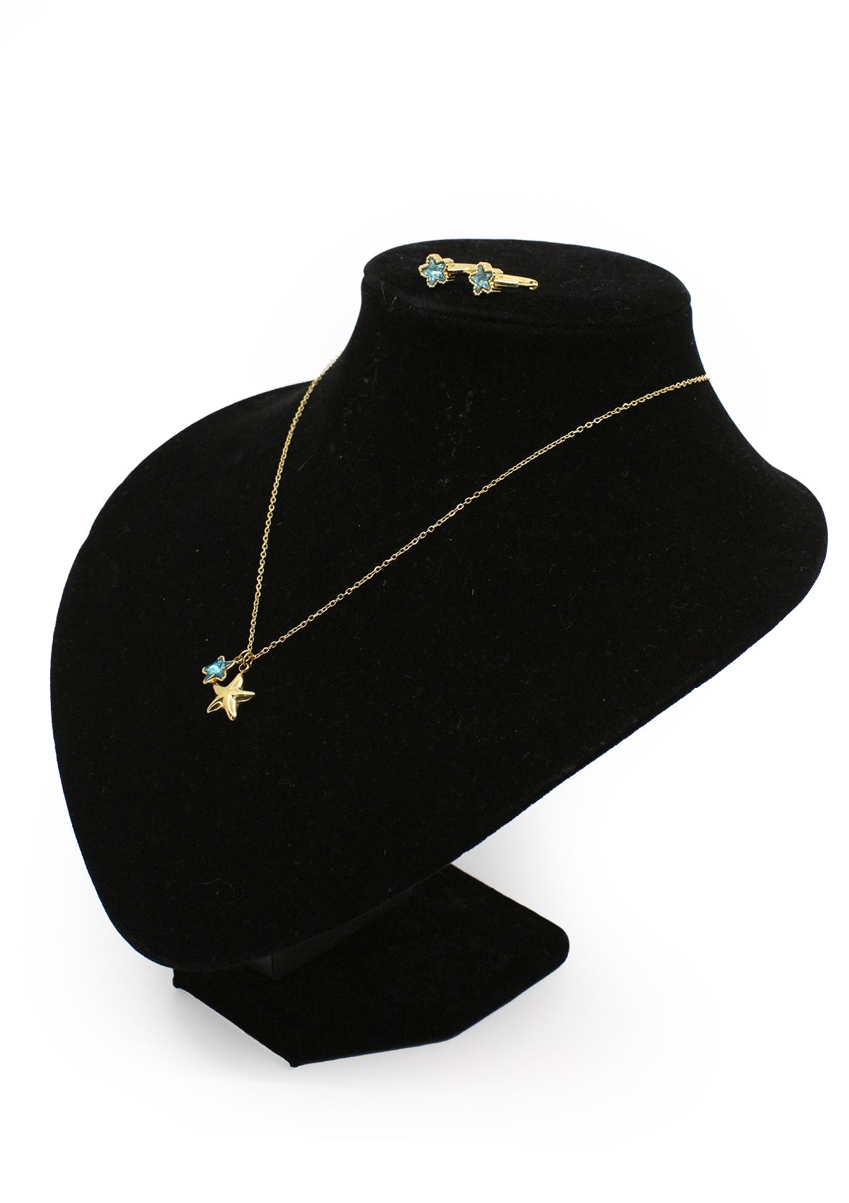 PP-3495-E Blue Stars Cadena Charm & Huggies