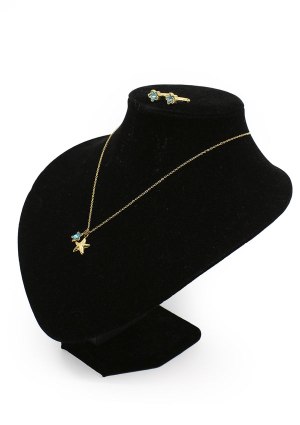 PP-3495-E Blue Stars Cadena Charm & Huggies