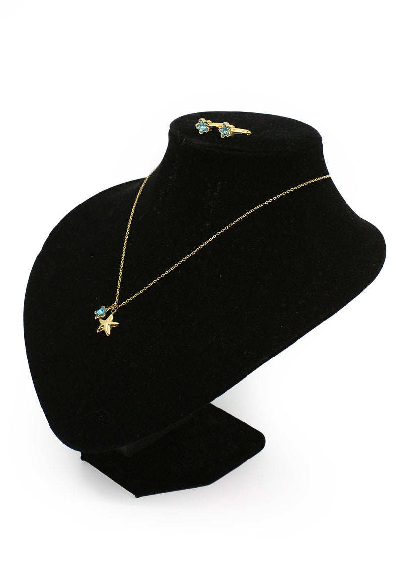 PP-3495-E Blue Stars Cadena Charm & Huggies