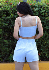 RD-1637 Blue Set Crop y Short de Mujer