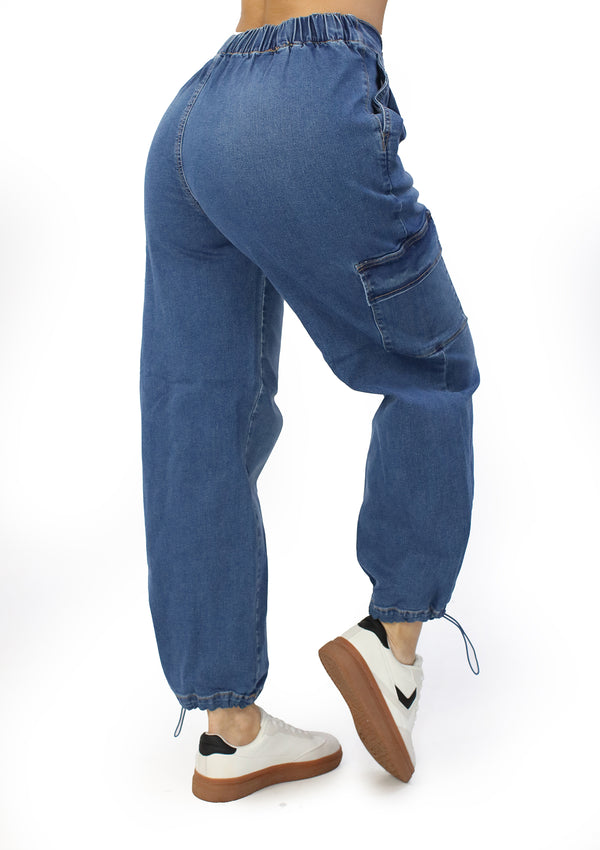 RE-25276-SU Denim Cargo Jogger de Mujer