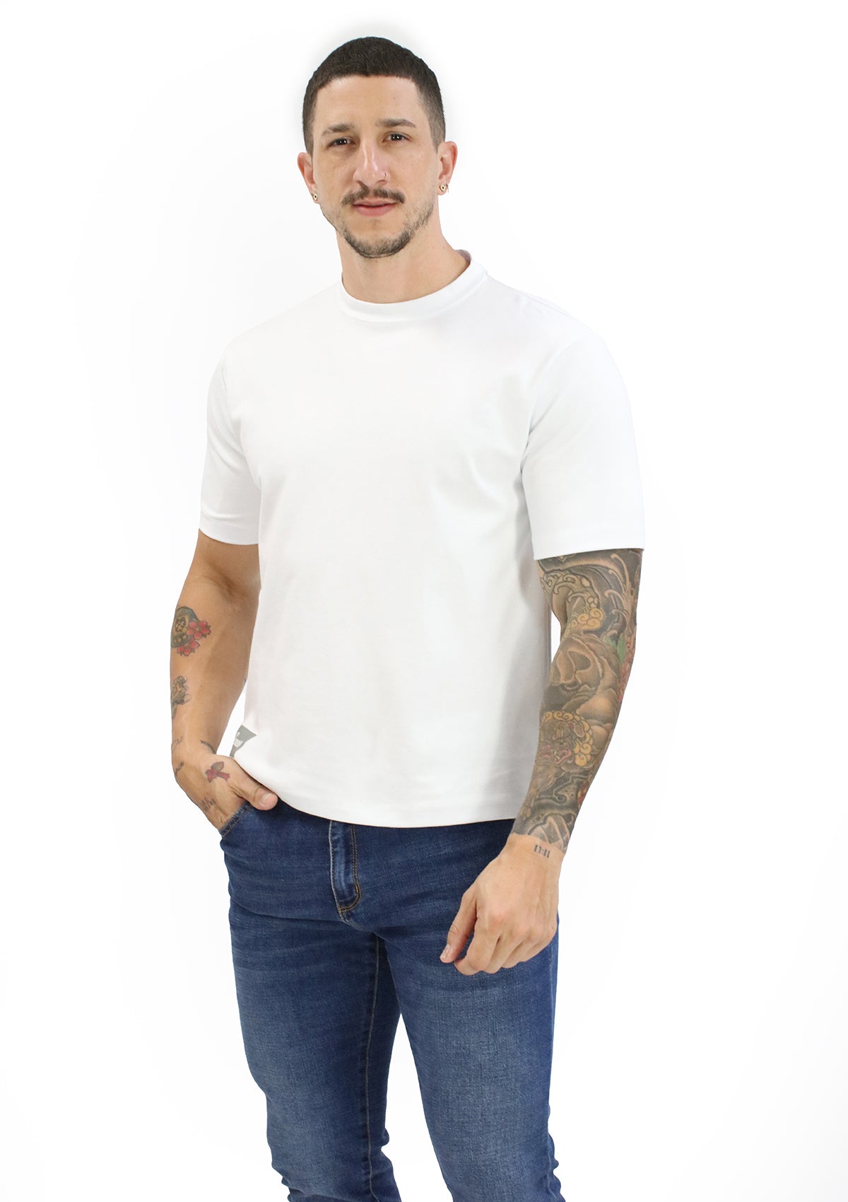 RN-002 White Men's T-Shirt by Renness