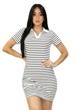 RUFF-358 White & Black Stripes Traje de Mujer
