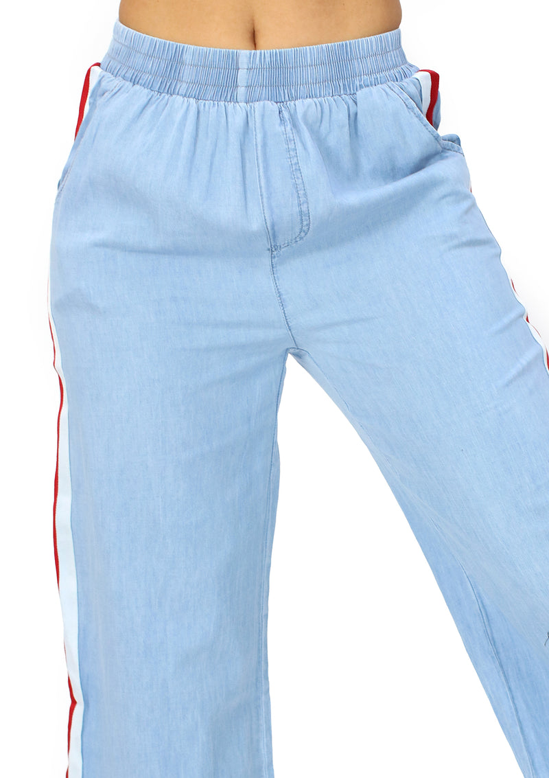 RU-MF-1800 Red Denim Pantalón Cargo de Mujer