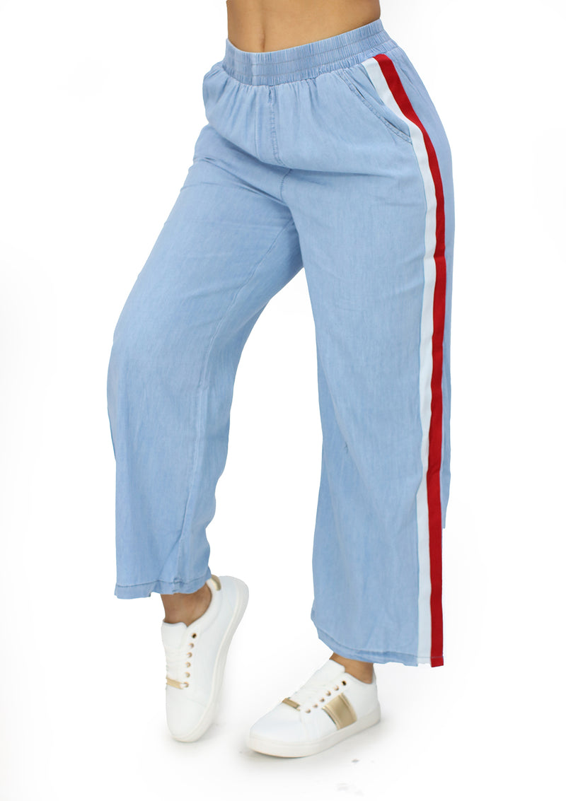 RU-MF-1800 Red Denim Pantalón Cargo de Mujer