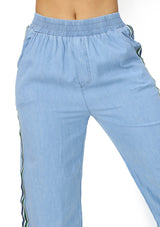 RU-MF-1800 Blue Denim Pantalón Cargo de Mujer