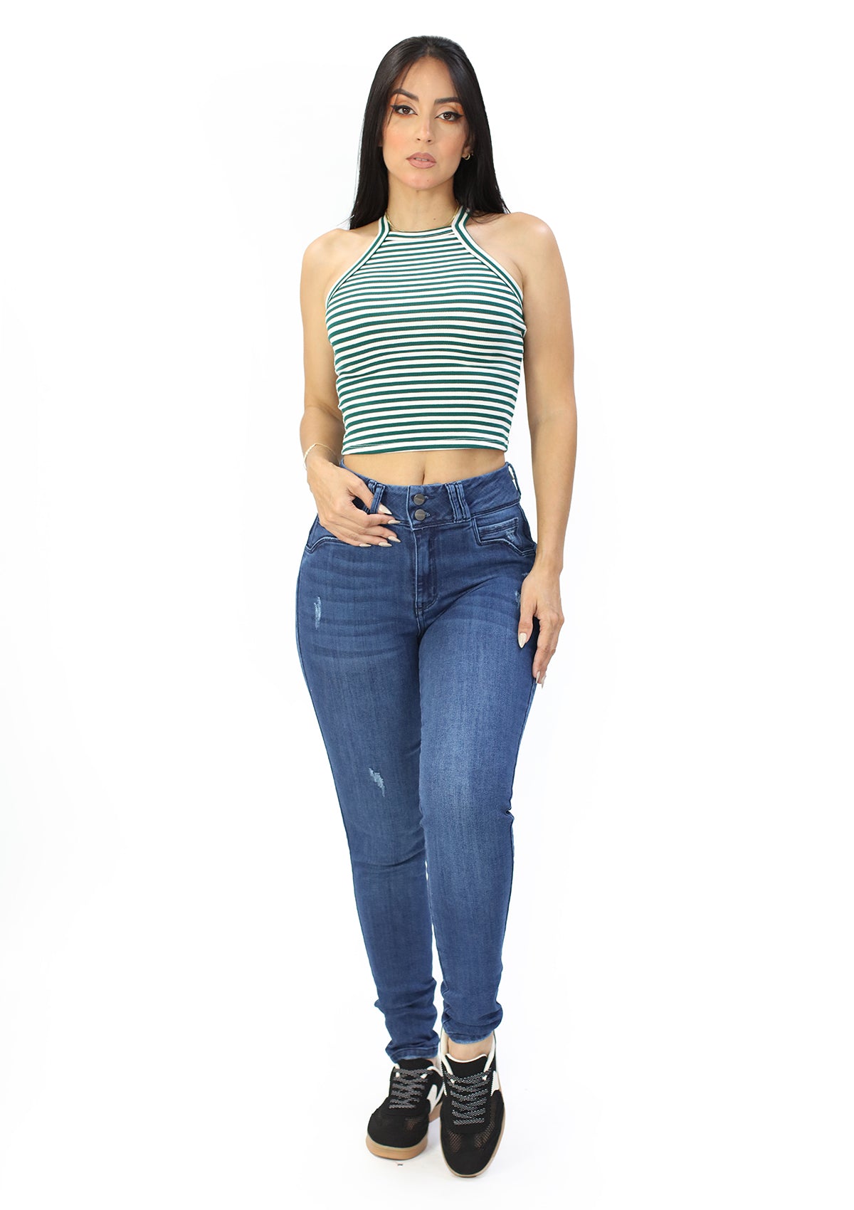 SC-21467 Medium Denim Skinny Jean Long by Scarcha