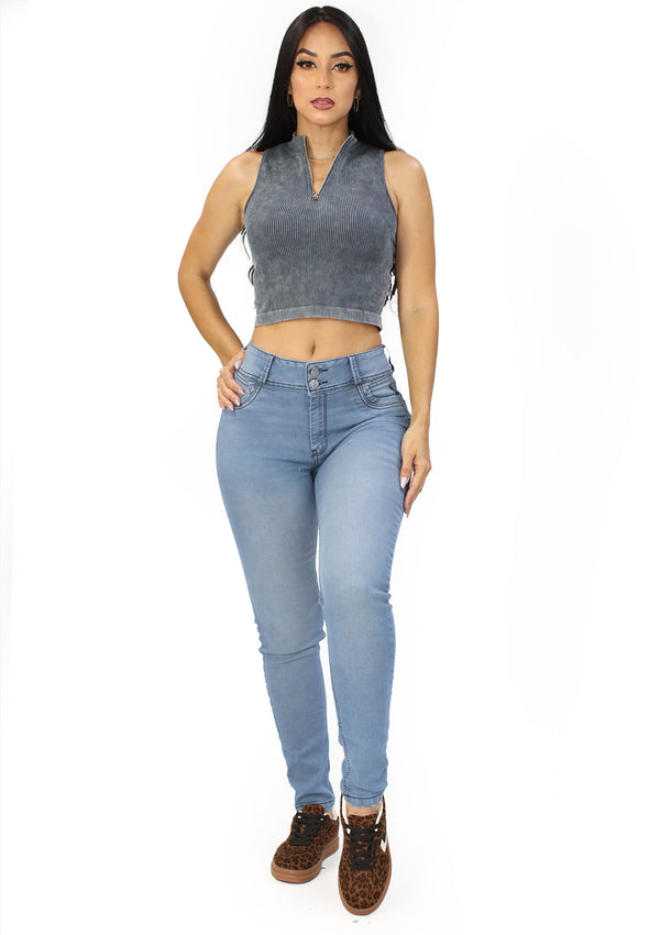 SC-21474 Light Denim Skinny Jean by Scarcha