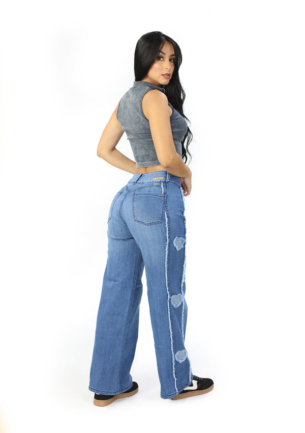 SC-21478 Medium Denim Wide Leg Jean by Scarcha