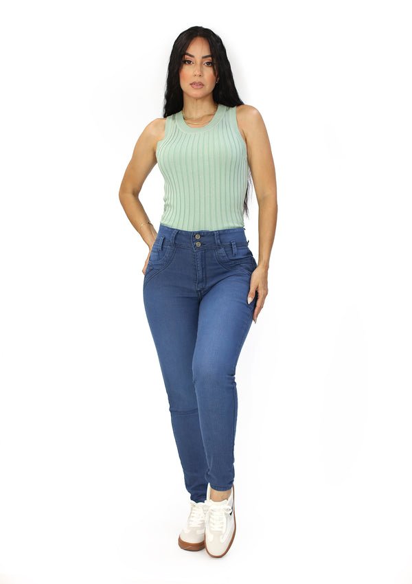 SC-21499 Medium Denim Skinny Jean by Scarcha