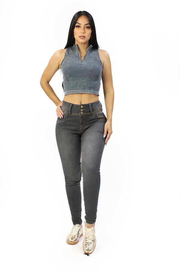 SC-21500 Black Denim Skinny Jean by Scarcha