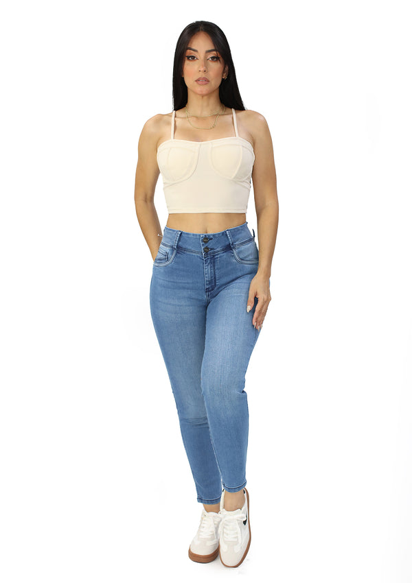 SC-21503 Medium Denim Tobillero Jean by Scarcha