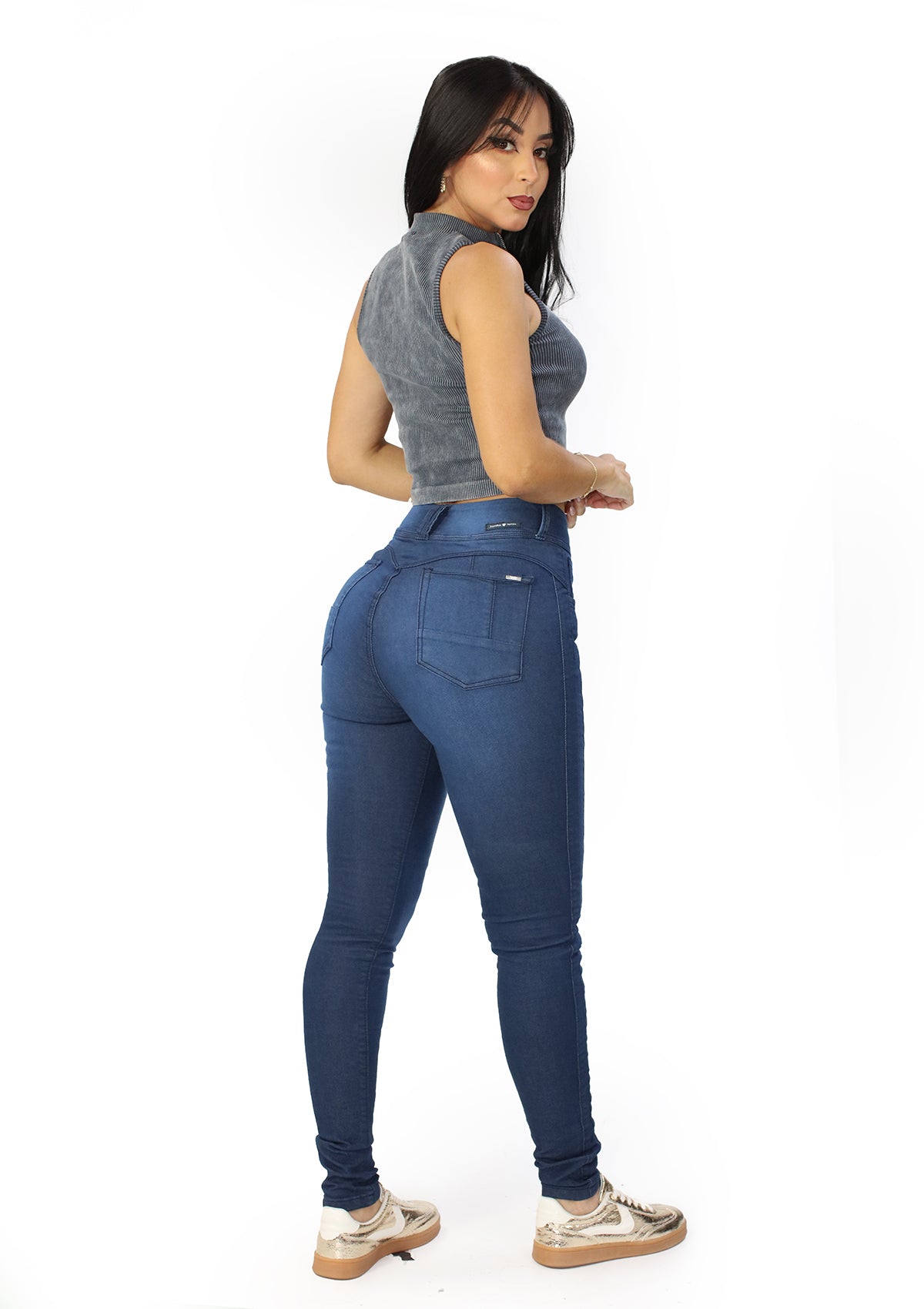 SC-21504 Dark Denim Skinny Jean Long by Scarcha