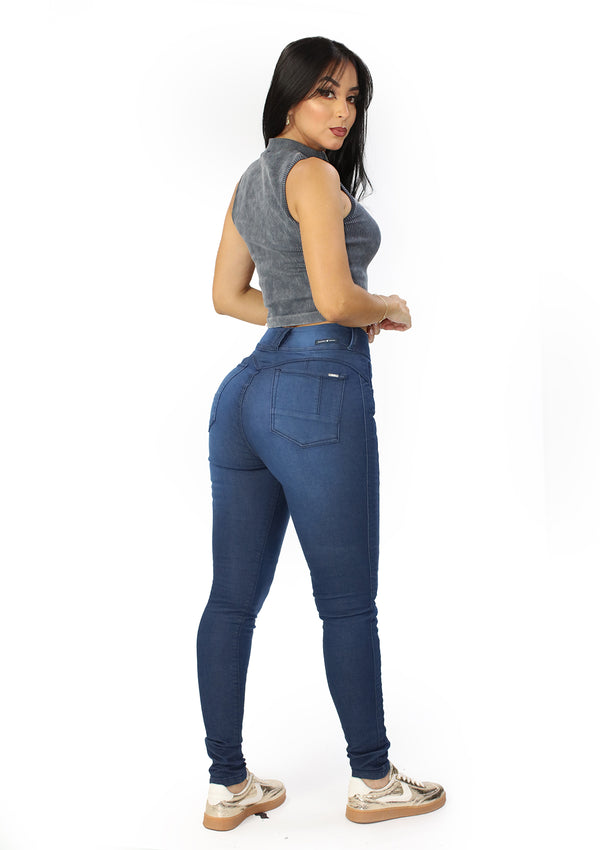 SC-21504 Dark Denim Skinny Jean Long by Scarcha