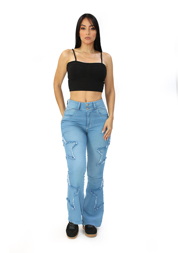 SC-21507 Light Denim Flare Fit Jean by Scarcha