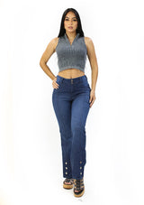 SC-21508 Dark Denim Flare Fit Jean by Scarcha