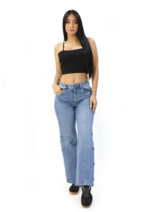 SC-21509 Medium Denim Straight Fit Jean by Scarcha