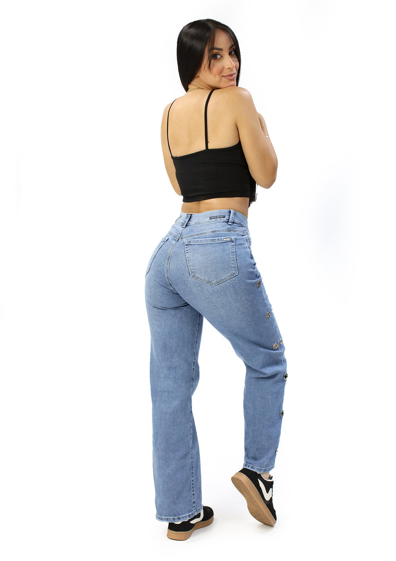 SC-21509 Medium Denim Straight Fit Petite Jean by Scarcha