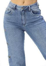 SC-21509 Medium Denim Straight Fit Petite Jean by Scarcha