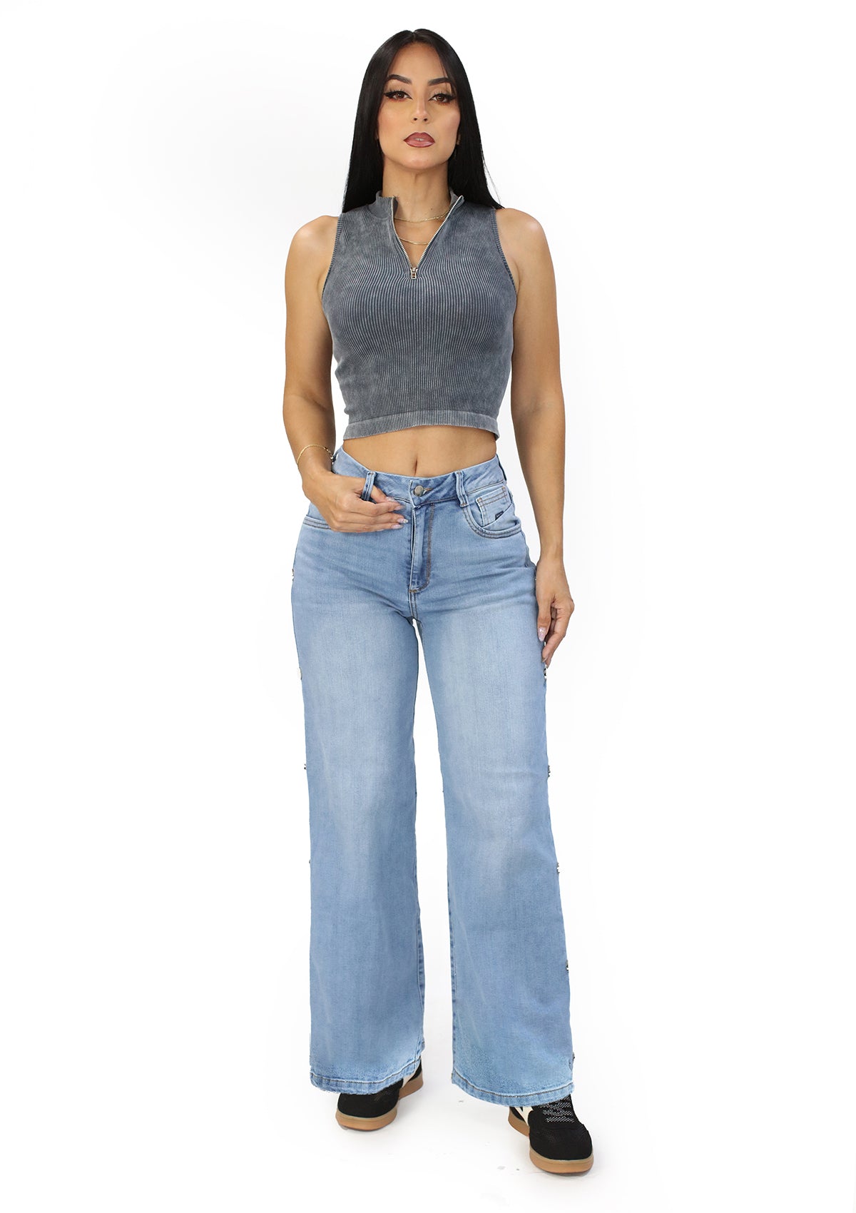 SC-21510 Light Denim Straight Fit Petite Jean by Scarcha