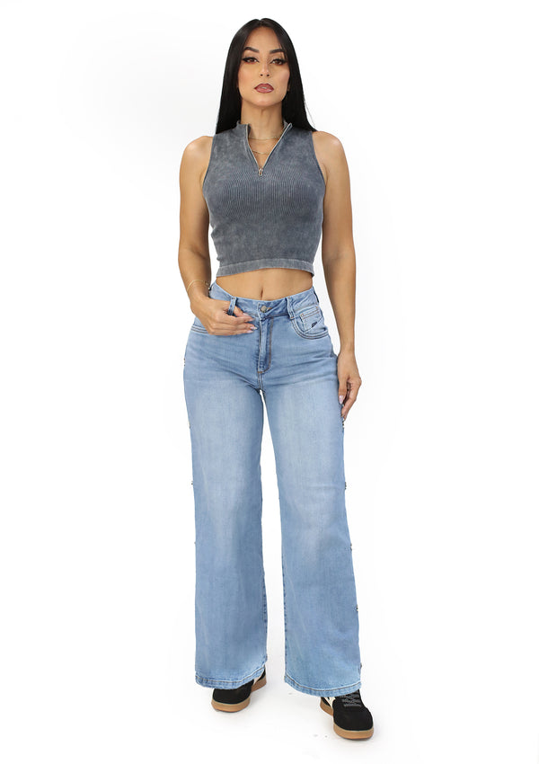 SC-21510 Light Denim Straight Fit Jean by Scarcha