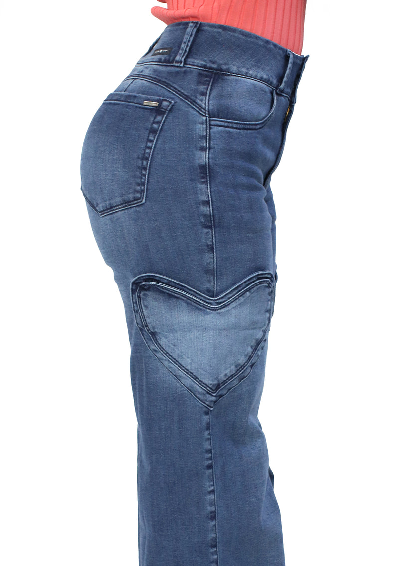 SC-21511 Medium Denim Wide Leg Jean by Scarcha