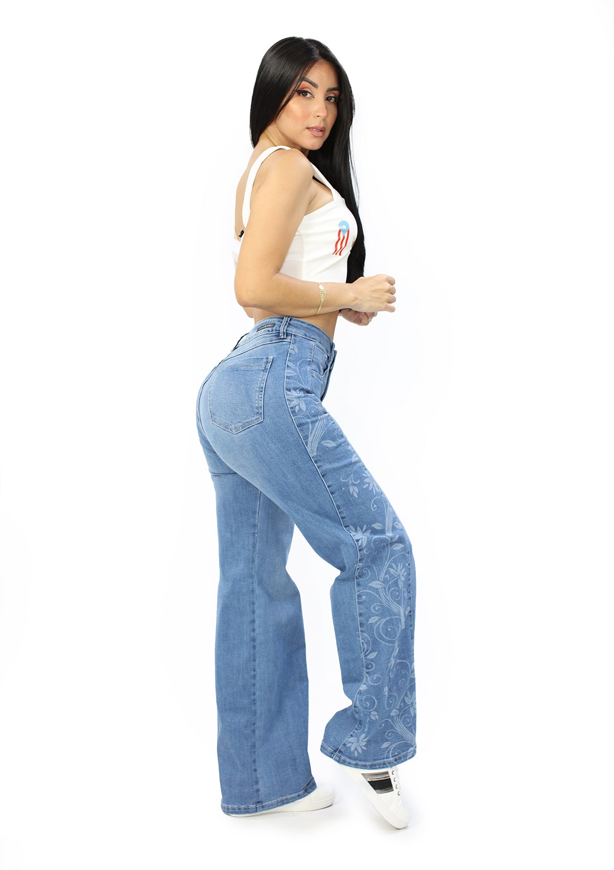 SC-21531 Light Denim Wide Leg Jean by Scarcha