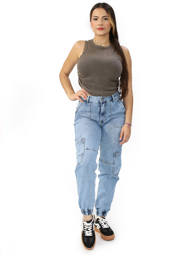 SC-21535 Light Denim Jogger Jean by Scarcha
