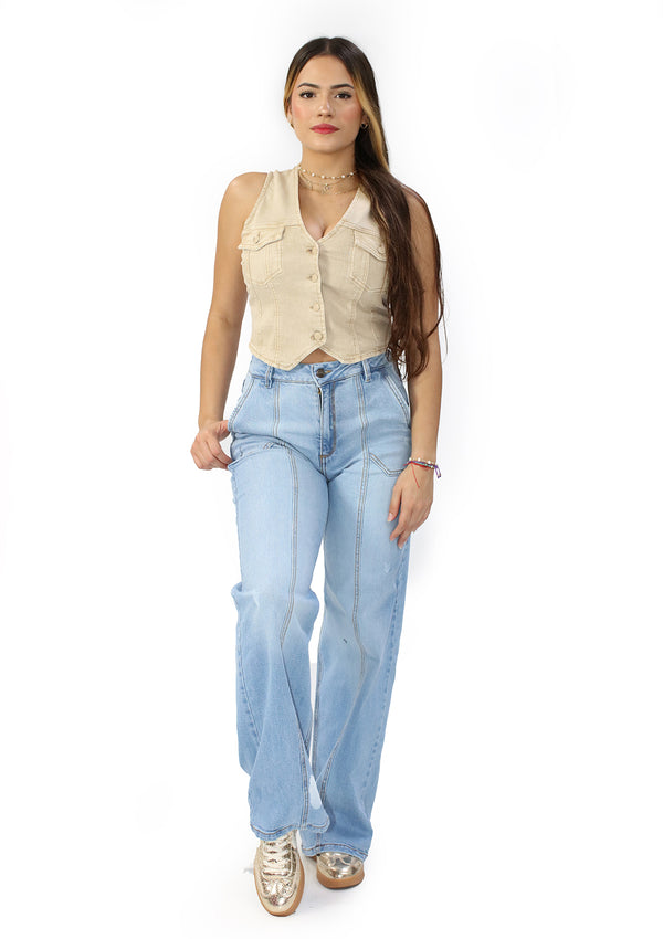 SC-21537 Light Denim Straight Fit Jean by Scarcha