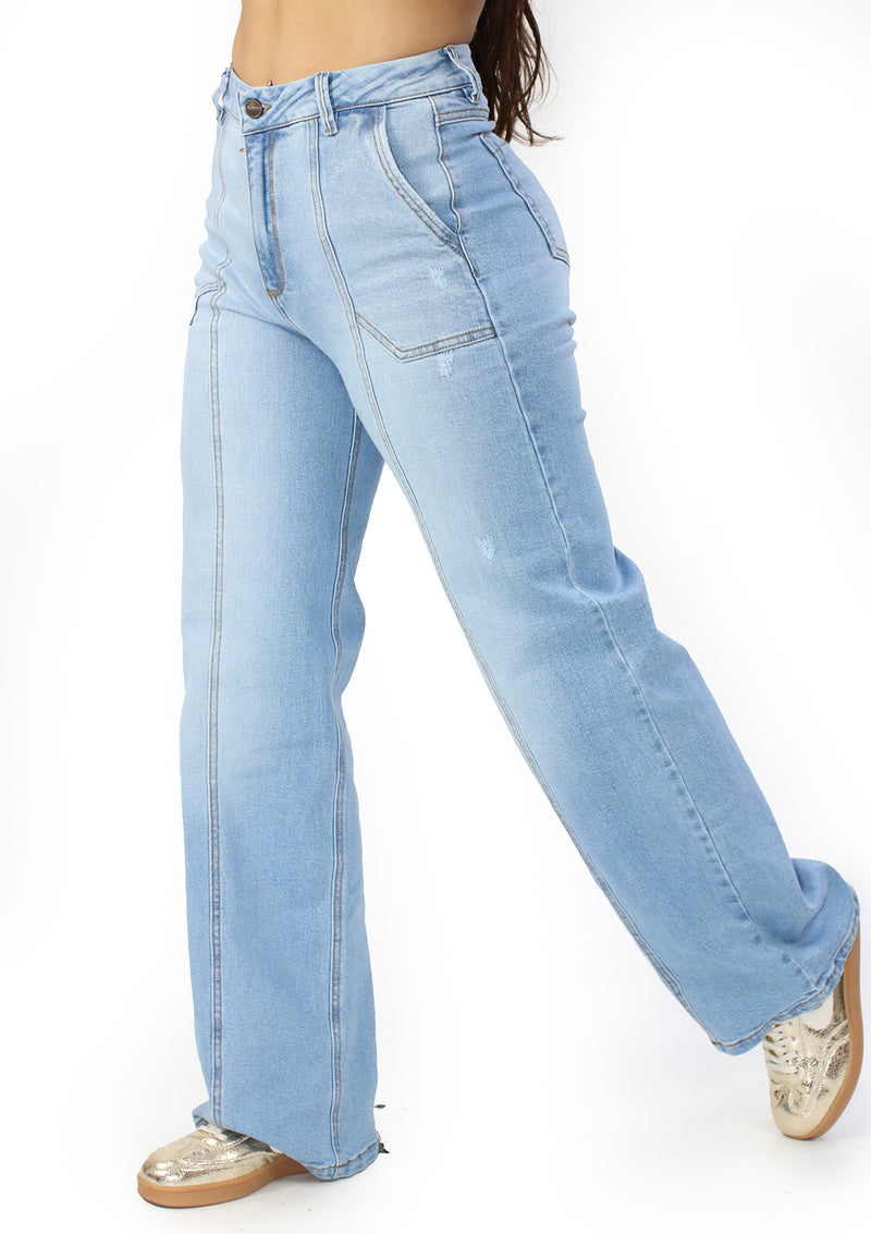 SC-21537 Light Denim Straight Fit Jean by Scarcha
