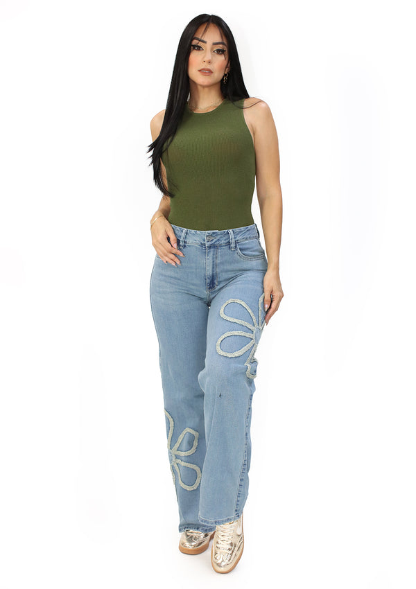 SC-21540 Light Denim Straight Fit Jean by Scarcha