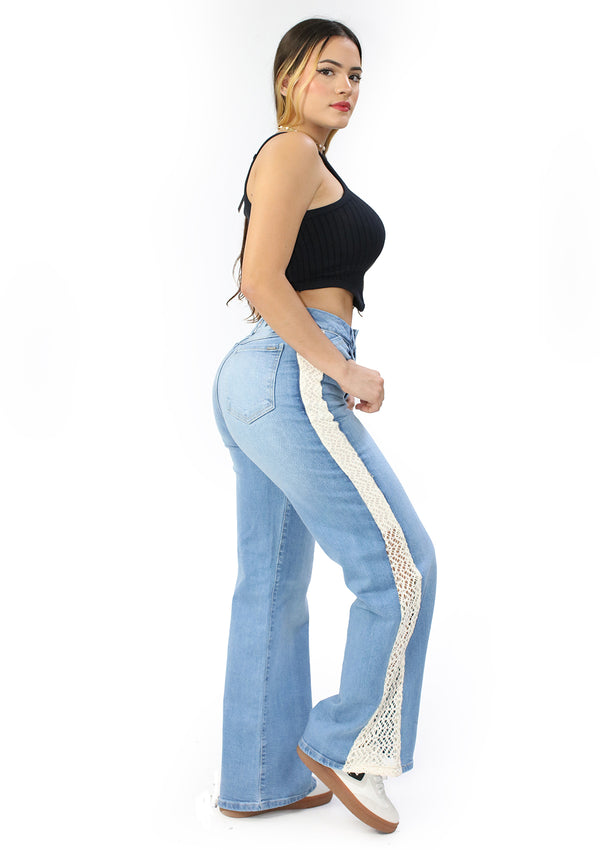 SC-21545 Light Denim Wide Leg Jean by Scarcha