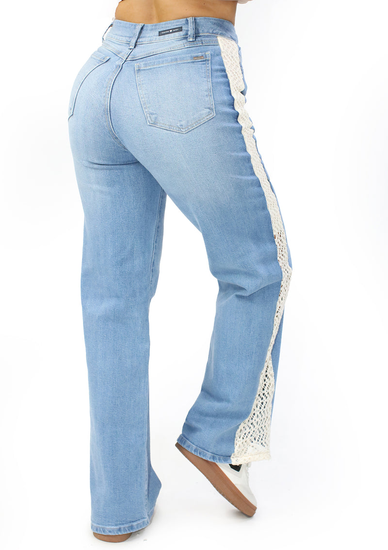 SC-21545 Light Denim Wide Leg Jean by Scarcha
