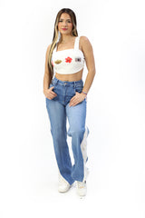 SC-21551 Medium Denim Wide Leg Jean by Scarcha